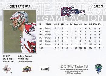 2010 Upper Deck Major League Lacrosse #3 Chris Passavia Back